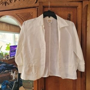 Talbot jacket cover up bolero linen white size 10 cool